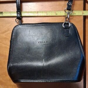 Vera Pelle Black Leather Small Crossbody Bag